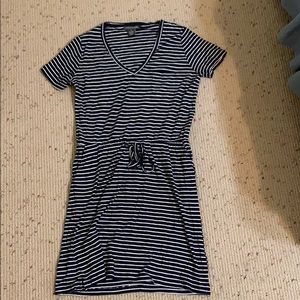Navy Blue and White Striped Dress